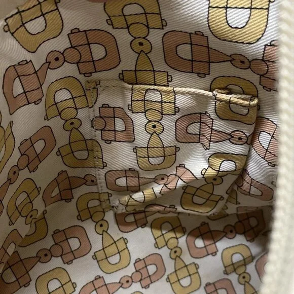 GUCCI Hysteria Crest / Shimmerline Cream Leather Shoulder Bag 515-060625